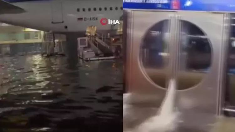 Frankfurt hava limanını su basıb