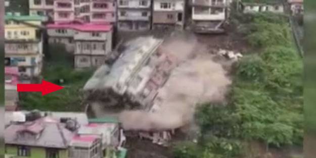 Hindistanda torpaq sürüşməsi binaları belə dağıtdı - ANBAAN VİDEO