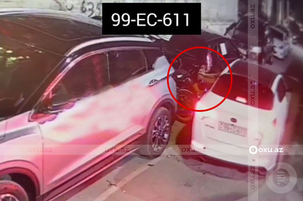 KIA-nın sürücüsü dəbilqə oğurladı - ANBAAN VİDEO