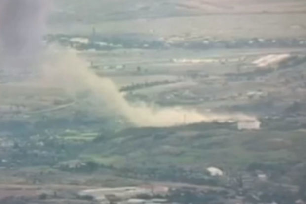 Xankəndi-Xocalı yolunda Ermənistan ordusunun yanacaq-sürtgü materialları anbarı məhv edildi - VİDEO