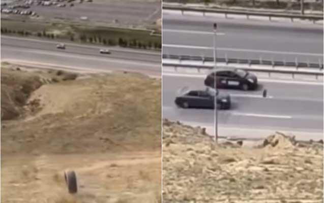 “Ölüm oyunu” adı ilə yola təkər atan şəxslər saxlanıldı