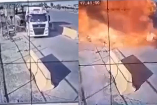 İranda neft daşıyan qoşqu partladı: İşçi yanaraq öldü - VİDEO