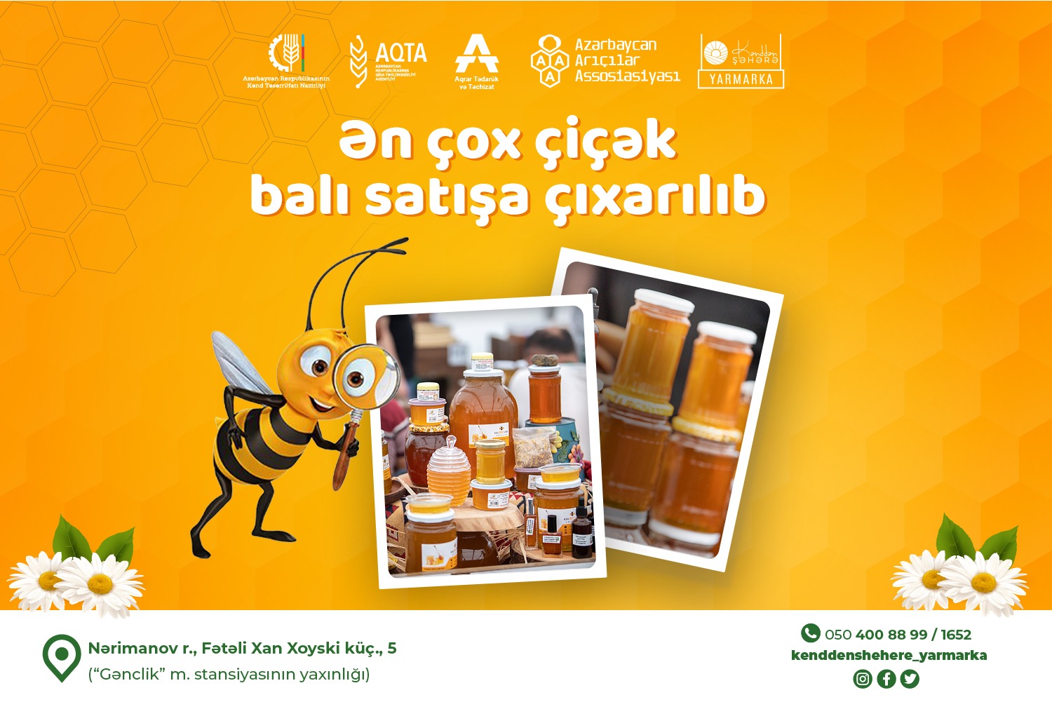 Bal yarmarkasında Qarabağ və Şərqi Zəngəzur iqtisadi rayonlarından 3 tona yaxın bal satışa çıxarılıb