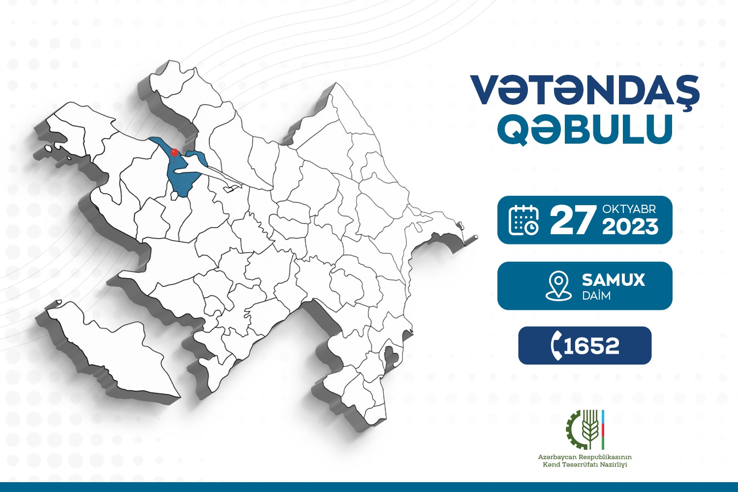 Nazir Məcnun Məmmədov Samuxda vətəndaşları qəbul edəcək