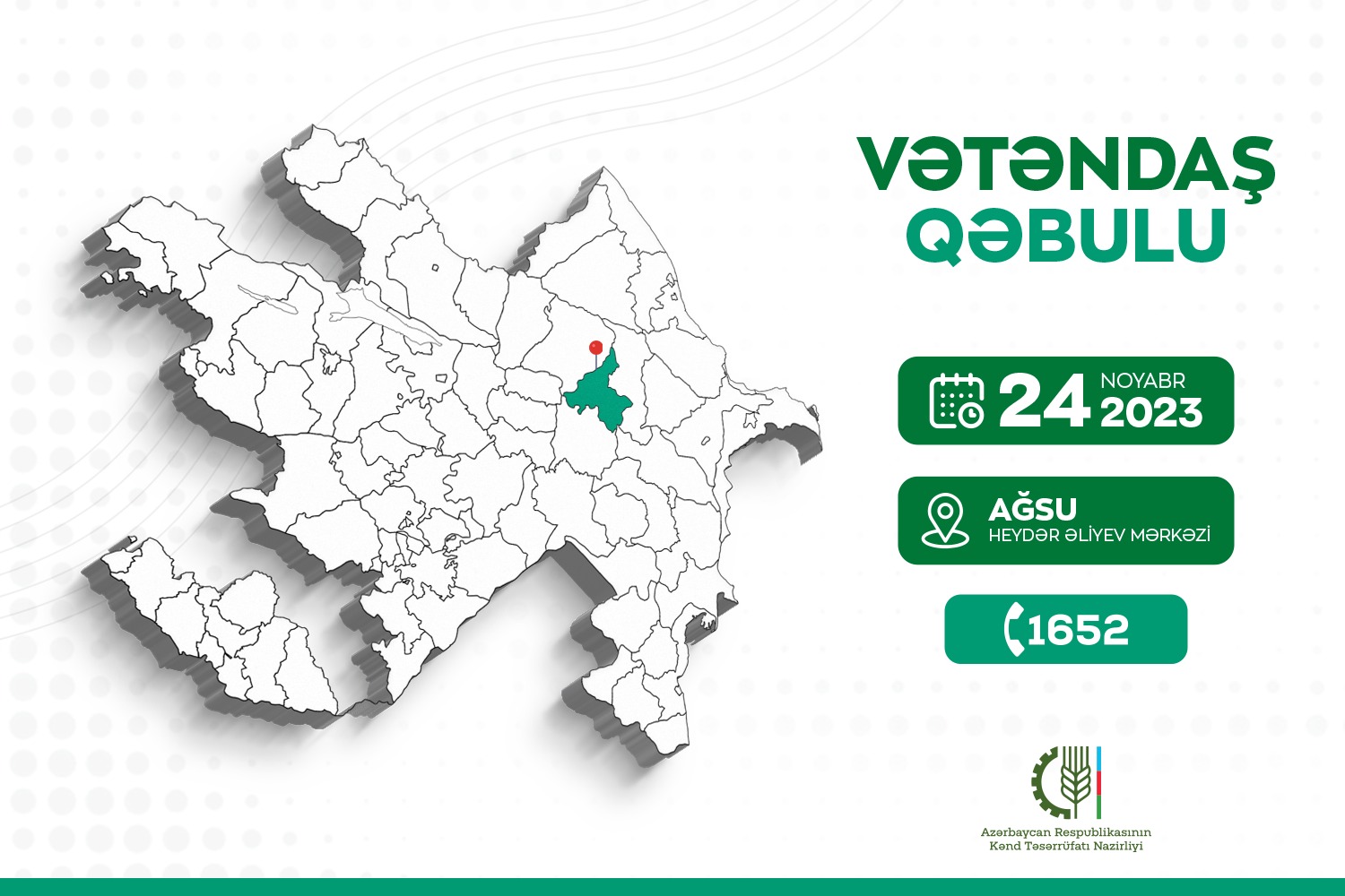 Nazir Məcnun Məmmədov Ağsuda vətəndaşları qəbul edəcək