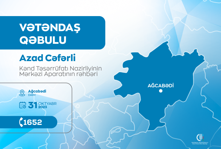 Kənd Təsərrüfatı Nazirliyinin aparat rəhbəri Azad Cəfərli İmişlidə vətəndaşları qəbul edəcək