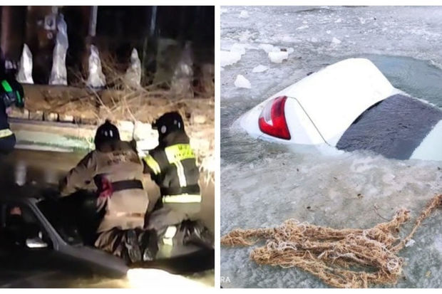 Rusiyalı xilasedicilərdən inanılmaz əməliyyat: Buzun altına düşən maşından 100 kq-lıq qadın çıxarıldı - VİDEO