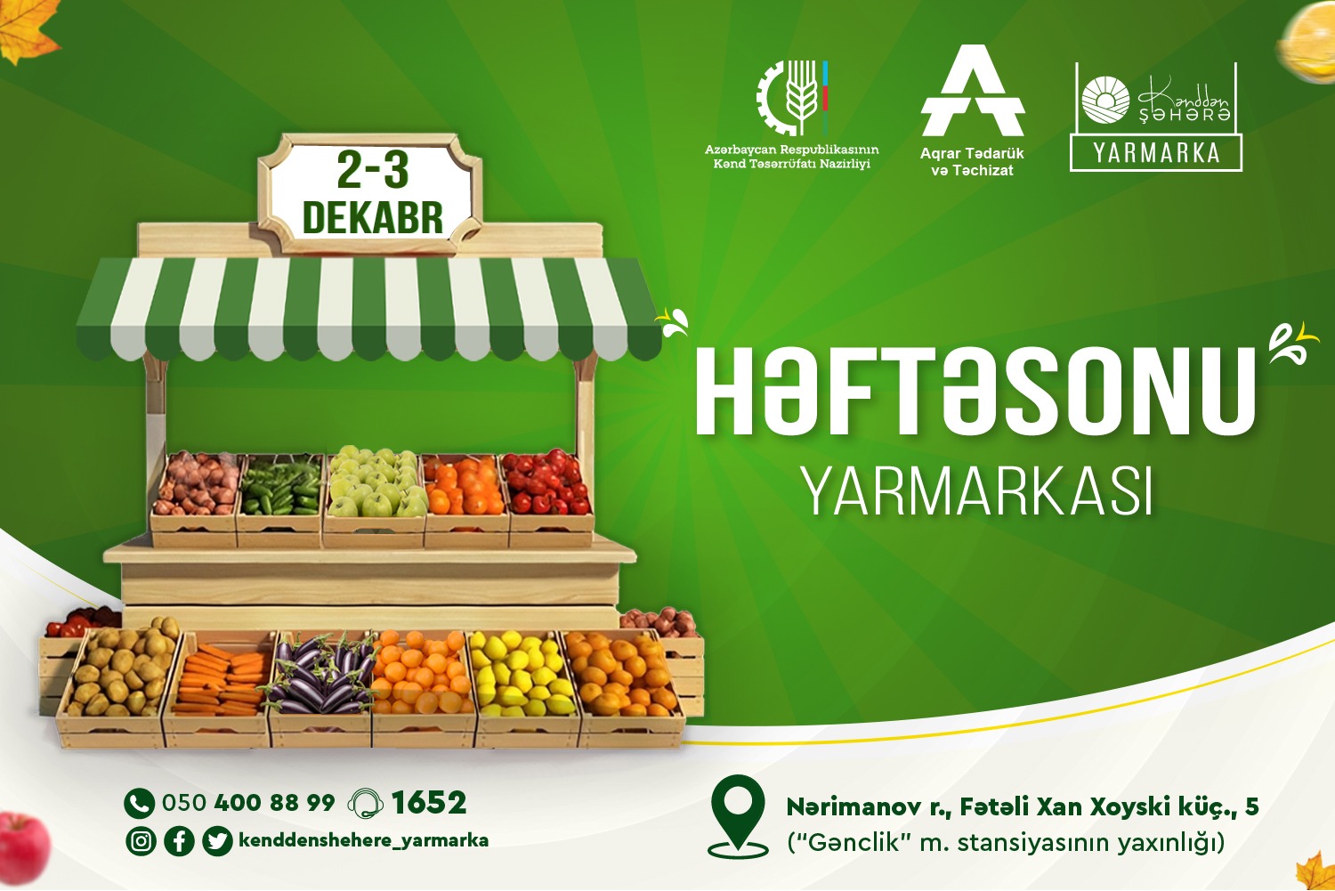 “Kənddən Şəhərə” həftəsonu yarmarkası təşkil olunacaq