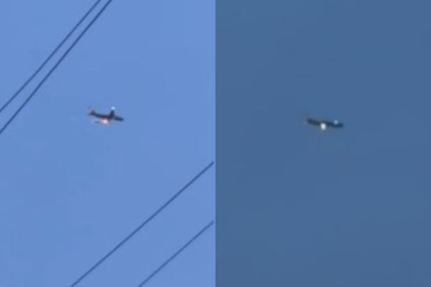 Rusiyada təyyarə göydə alışıb yanmağa başladı - VİDEO