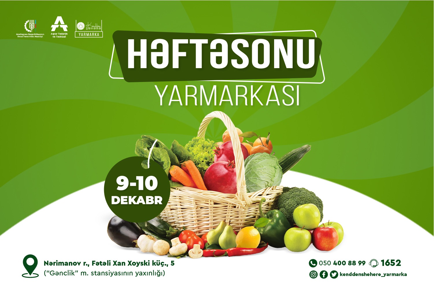 9-10 dekabr tarixlərində “Kənddən Şəhərə” həftəsonu yarmarkası təşkil olunacaq