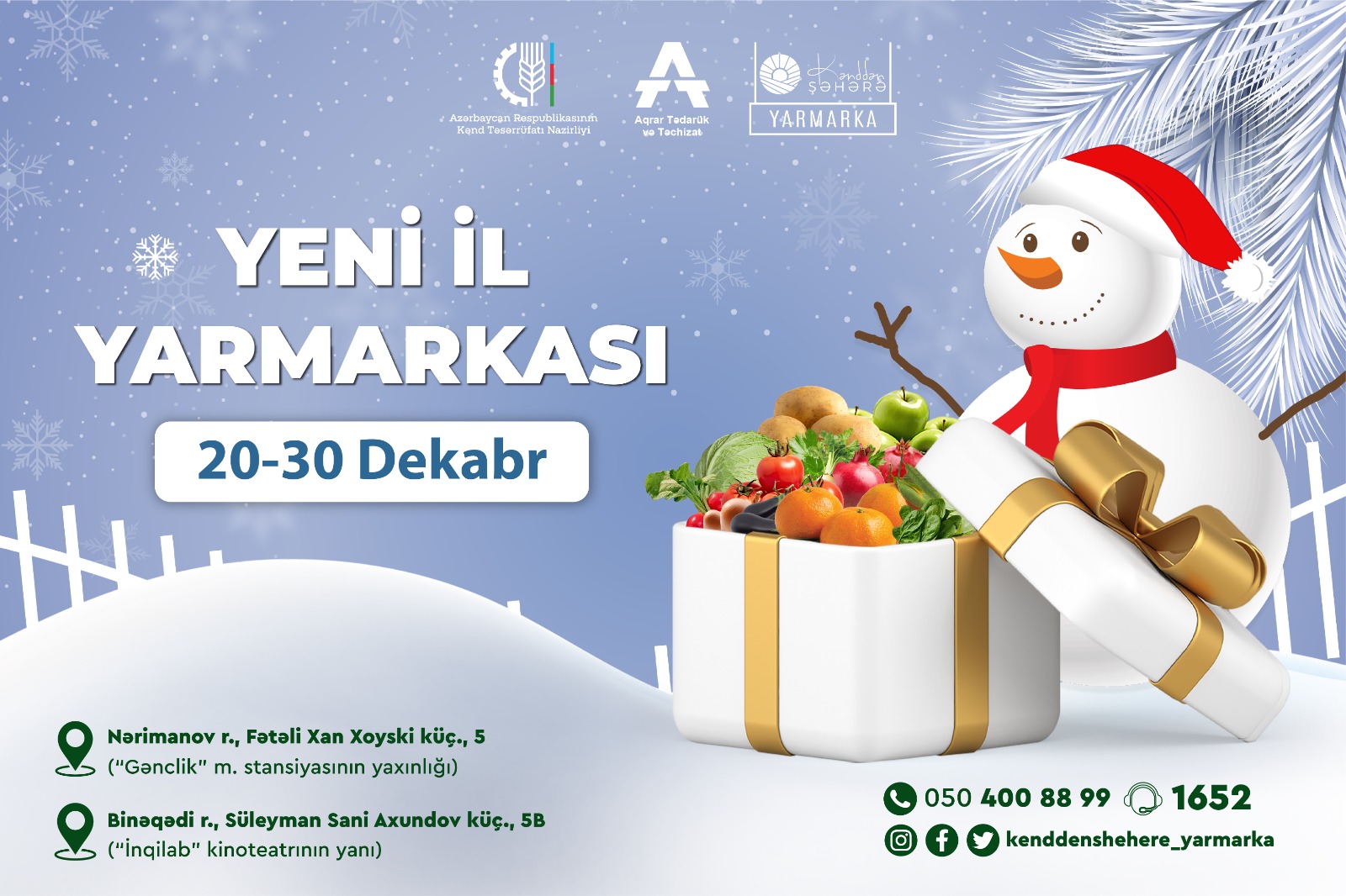 20-30 dekabr tarixlərində “Kənddən Şəhərə” Yeni il yarmarkaları keçiriləcək