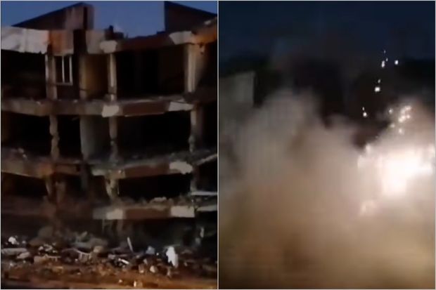 Hatayda dördmərtəbəli bina siqnal səsi ilə dağıdıldı - VİDEO