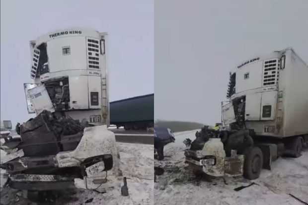 Rusiyada Azərbaycana məxsus olan TIR ağır qəzaya düşdü - VİDEO