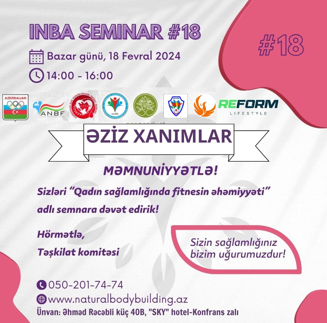 “Qadın sağlamlığında Fitnesin əhəmiyyəti” adlı seminar təşkil olunacaq