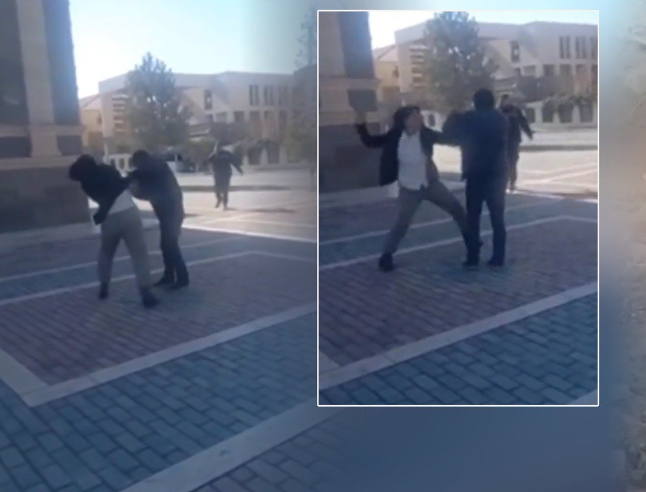 Azərbaycanda qadın ona söz atan kişini döydü - VİDEO