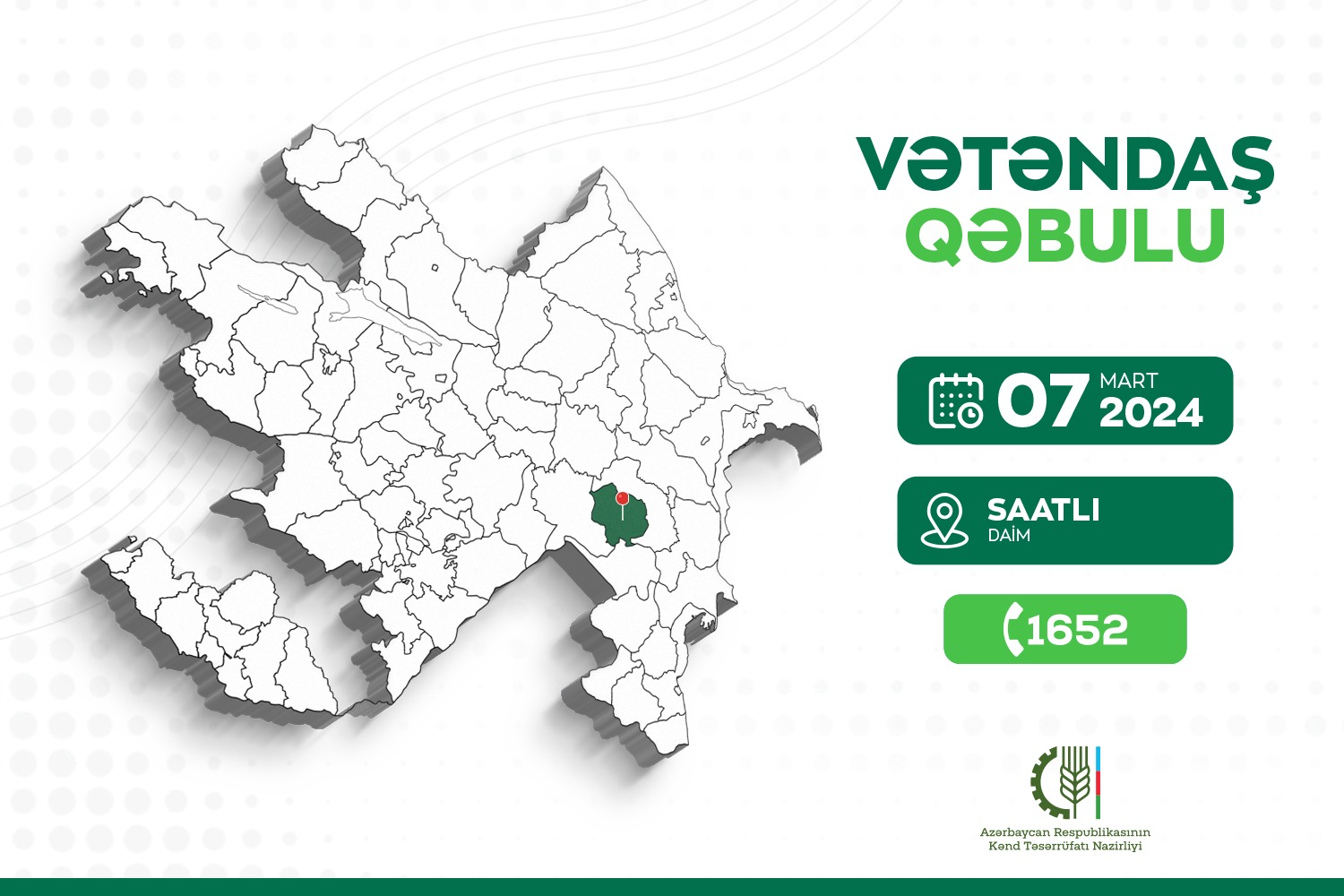 Nazir Məcnun Məmmədov Saatlıda vətəndaşları qəbul edəcək