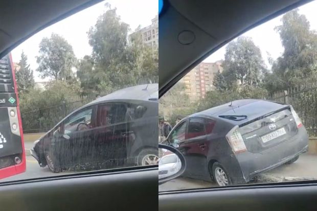 Bakıda “Prius” avtobusla toqquşub - VİDEO