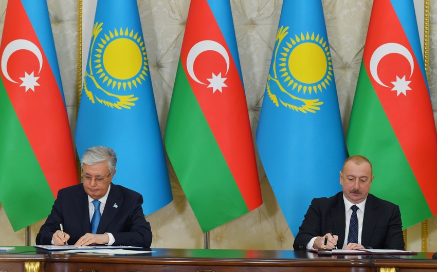 Azərbaycan-Qazaxıstan sənədləri imzalanıb - YENİLƏNİB