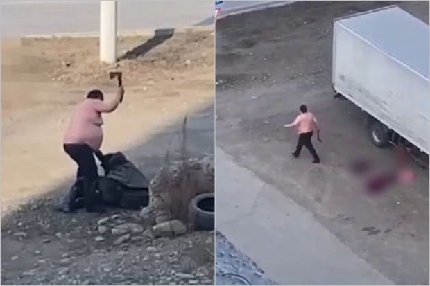 Xakasiyada küçədə insanları baltalayan şəxs saxlanıldı - YENİLƏNİB + ANBAAN VİDEO