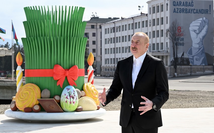 Prezident İlham Əliyev: Dördüncü dəfədir ki, bayram tonqalını azad edilmiş Qarabağda qalayıram