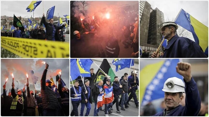 Bosniya və Herseqovinada mədən işçiləri maaşlarının verilmədiyi üçün etiraz ediblər