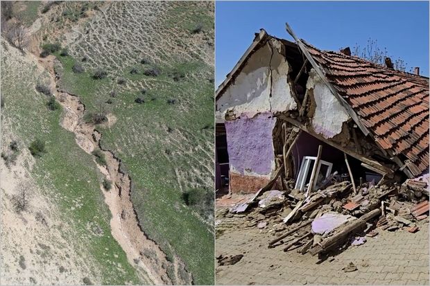 Türkiyədə bir gün əvvəl baş verən zəlzələ iri çat yaratdı: Qorxulu görüntülər - VİDEO