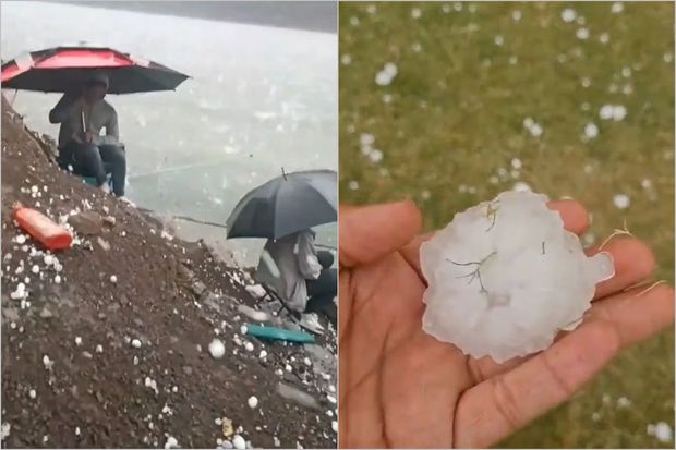 Güclü dolu eyni vaxtda iki ölkəni vurdu - VİDEO