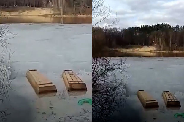 Rusiyada ürküdücü hadisə: Göldə üzən tabutlar - VİDEO