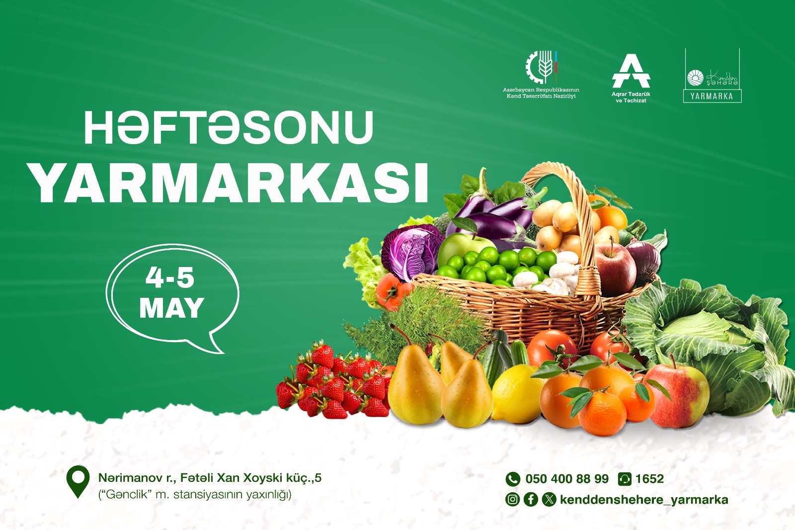 4-5 may tarixlərində “Kənddən Şəhərə” həftəsonu yarmarkası təşkil ediləcək