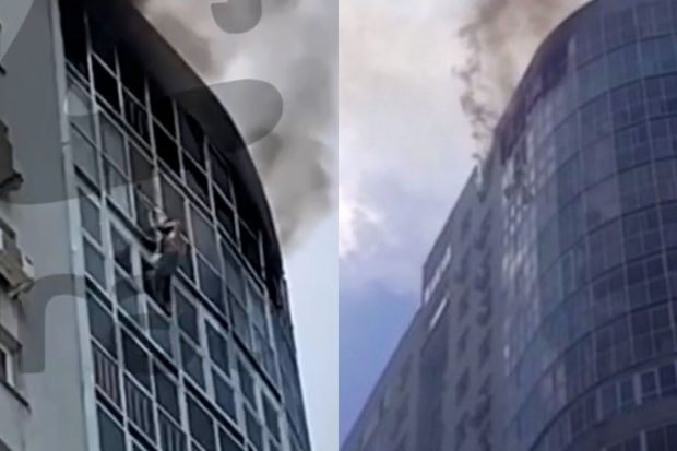 Yekaterinburqda yanğından xilas olmaq istəyən şəxs iyirminci mərtəbədən yıxılıb - VİDEO