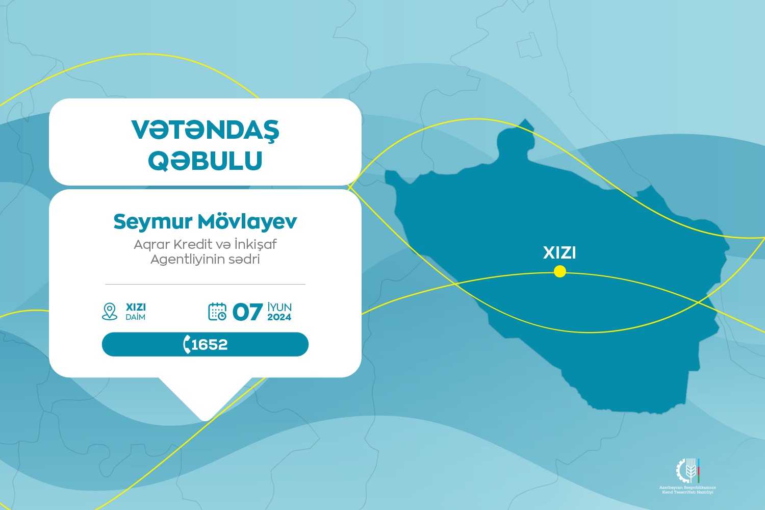 Aqrar Kredit və İnkişaf Agentliyinin sədri Seymur Mövlayev Xızıda vətəndaşları qəbul edəcək