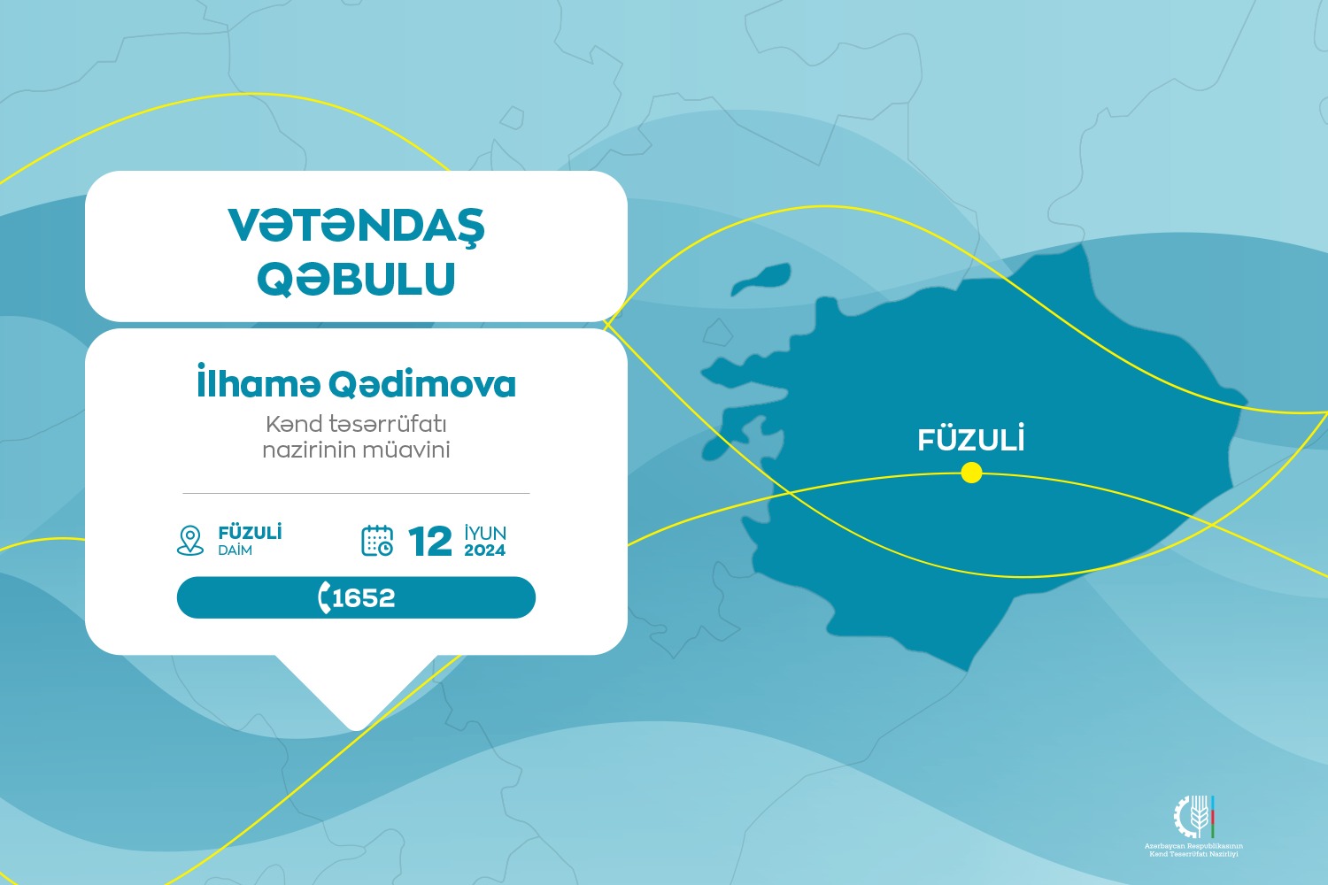 Kənd təsərrüfatı nazirinin müavini İlhamə Qədimova Füzulidə vətəndaşları qəbul edəcək