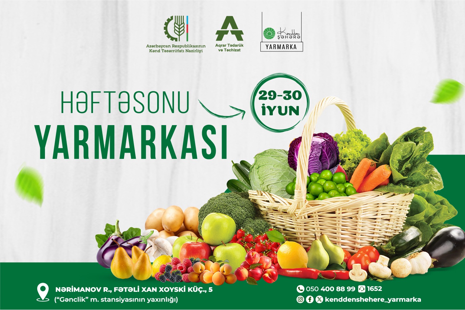 29-30 iyun tarixlərində “Kənddən Şəhərə” həftəsonu yarmarkası fəaliyyət göstərəcək