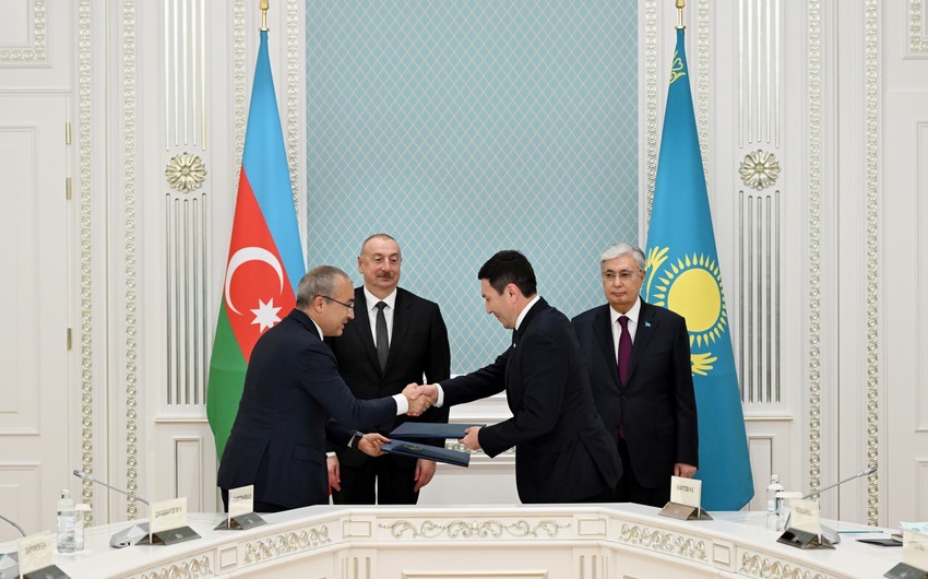 Astanada Azərbaycan ilə Qazaxıstan arasında imzalanmış Səhmdarlar Müqaviləsinin mübadiləsi mərasimi olub
