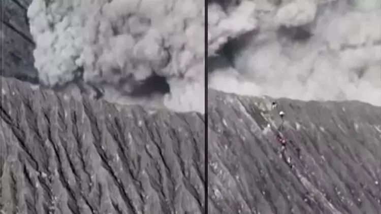 Alpinistlər dırmaşarkən vulkan püskürüb