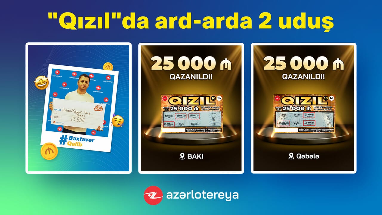“Qızıl” ani lotereyasında 2 dəfə ardıcıl 25 000 manat qazanılıb