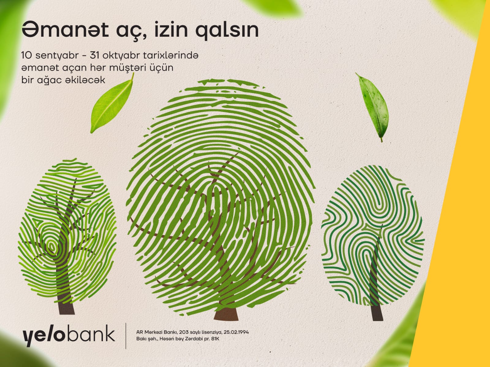 Yelo Bank-da əmanət yerləşdir, daha yaşıl Bakı üçün addım at