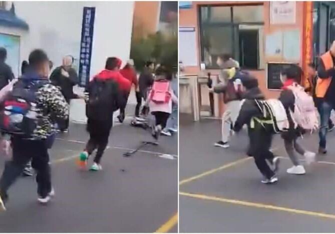 Çində məktəbdə faciə - Avtomobil şagirdlərin üstündən keçdi - VİDEO