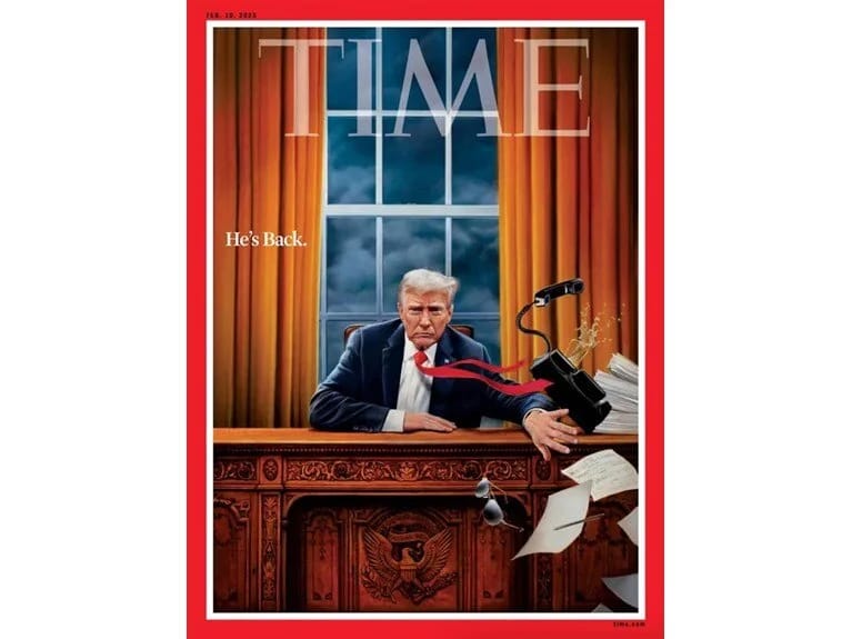 Time jurnalından diqqət çəkən üz qabığı: Tramp qayıdıb