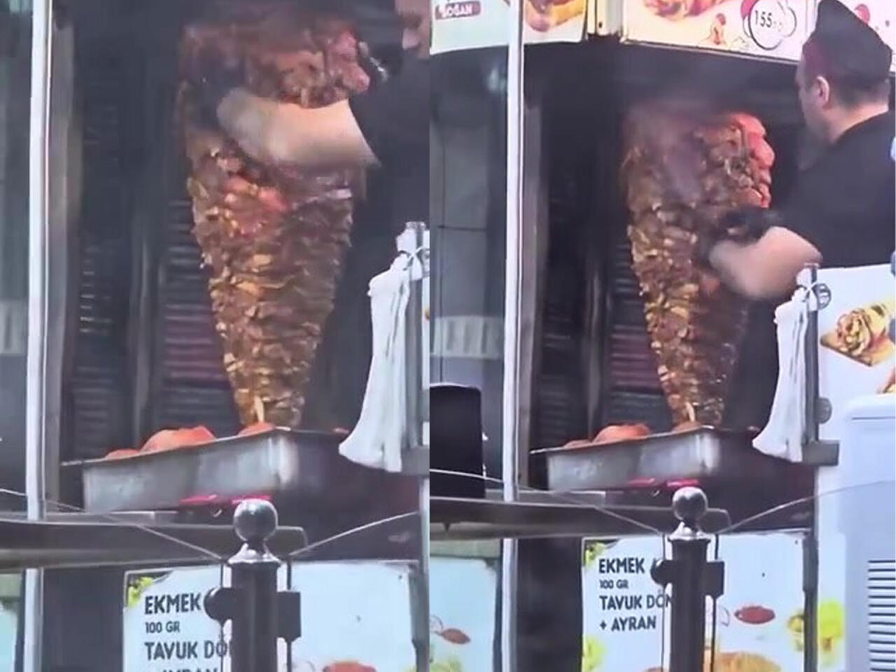 Dönərçi elə hərəkət etdi ki... - Anbaan kameraya çəkdilər - VİDEO