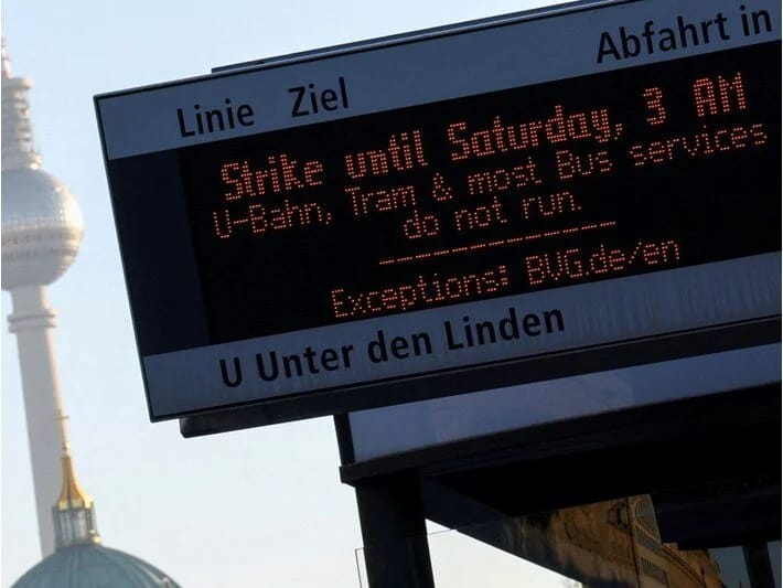 Berlində ictimai nəqliyyatda 48 saatlıq tətil başlayıb