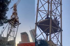 Qaldırıcı krana çıxıb intihar etmək istəyən şəxs xilas edildi - ANBAAN GÖRÜNTÜLƏR