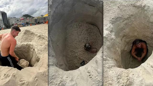 Darıxdığı üçün qazdığı çuxurda qapalı qaldı