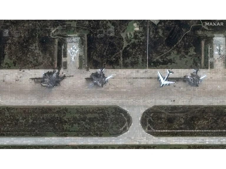 Hörümçək torunun Rusiya təyyarələrinə vurduğu ziyan peyk tərəfindən görünüb