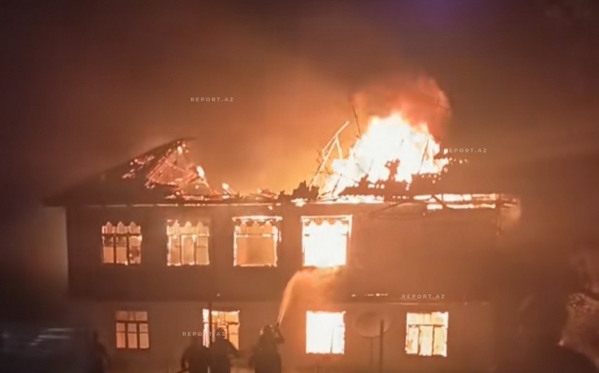 Yevlaxda 12 otaqlı ev yanıb, bir nəfər zəhərlənib
