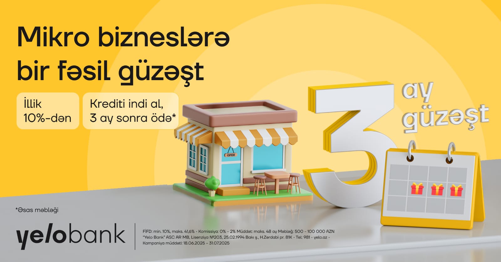Yelo Bank-dan mikro bizneslərə bir fəsil güzəşt!