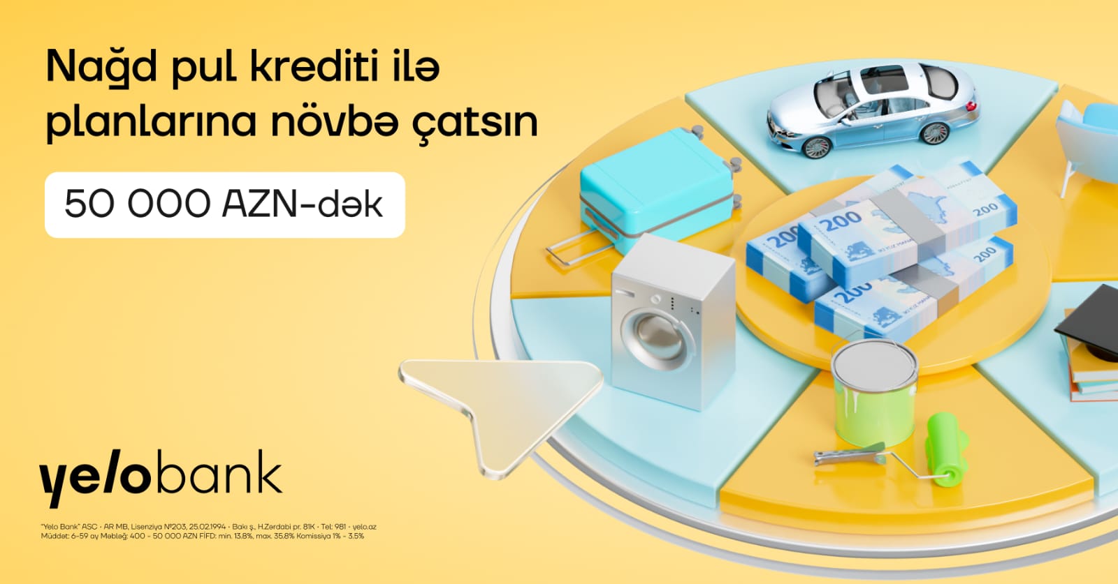 Yelo Bank-dan 50 000 AZN-dək krediti sərfəli və sürətli əldə et