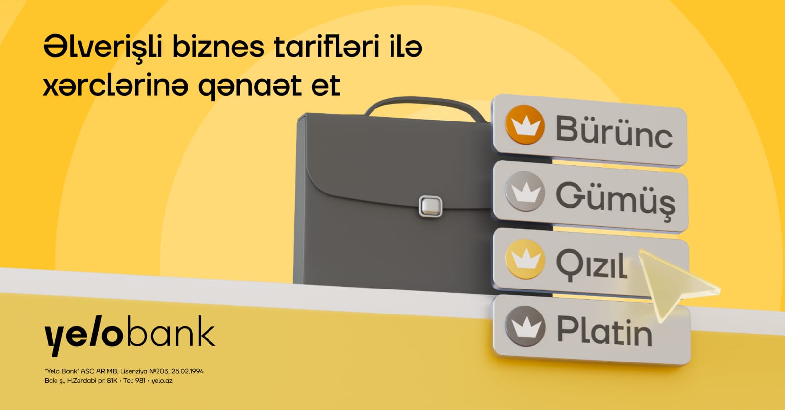 Yelo Bank-dan sahibkarlar üçün sərfəli tarif paketləri