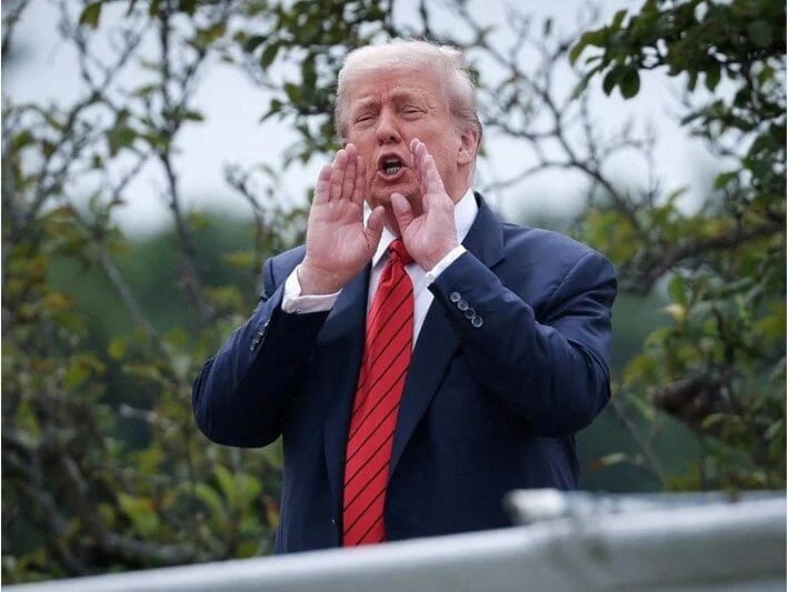 Tramp Ağ Evin damına çıxıb