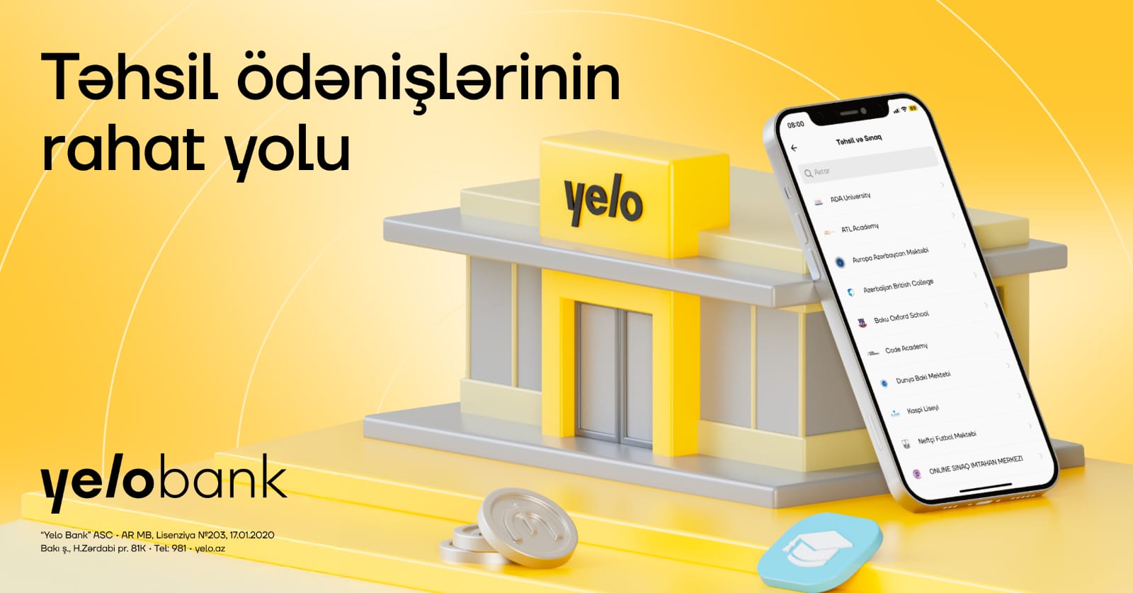 Yelo App ilə təhsil ödənişləri indi daha rahat!